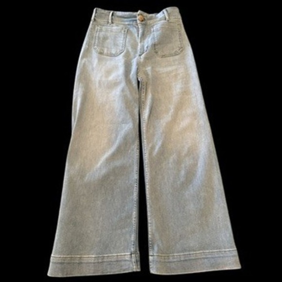 Maeve Denim - Maeve Anthropologie The Colette Wide Leg Jeans Light Wash Blue High Rise 26